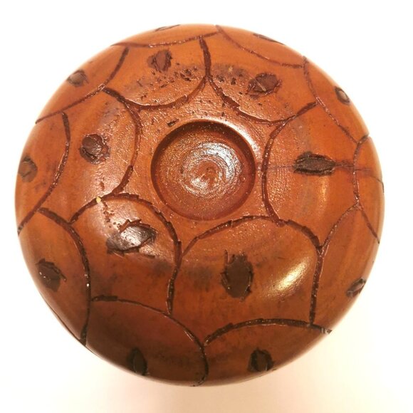 Acorn Hardwood Lidded Container Hand Carved Vintage - Picture 7 of 10